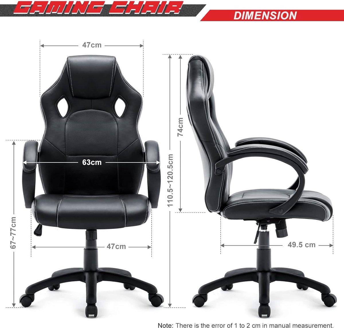Racing Gaming Stoel, Hoge Rug PU Lederen Thuiskantoor