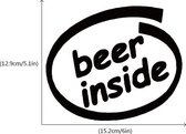 Zwarte Beer inside sticker zwart - autosticker - bier - fun sticker - 15,2 x12,9 cm -aut127