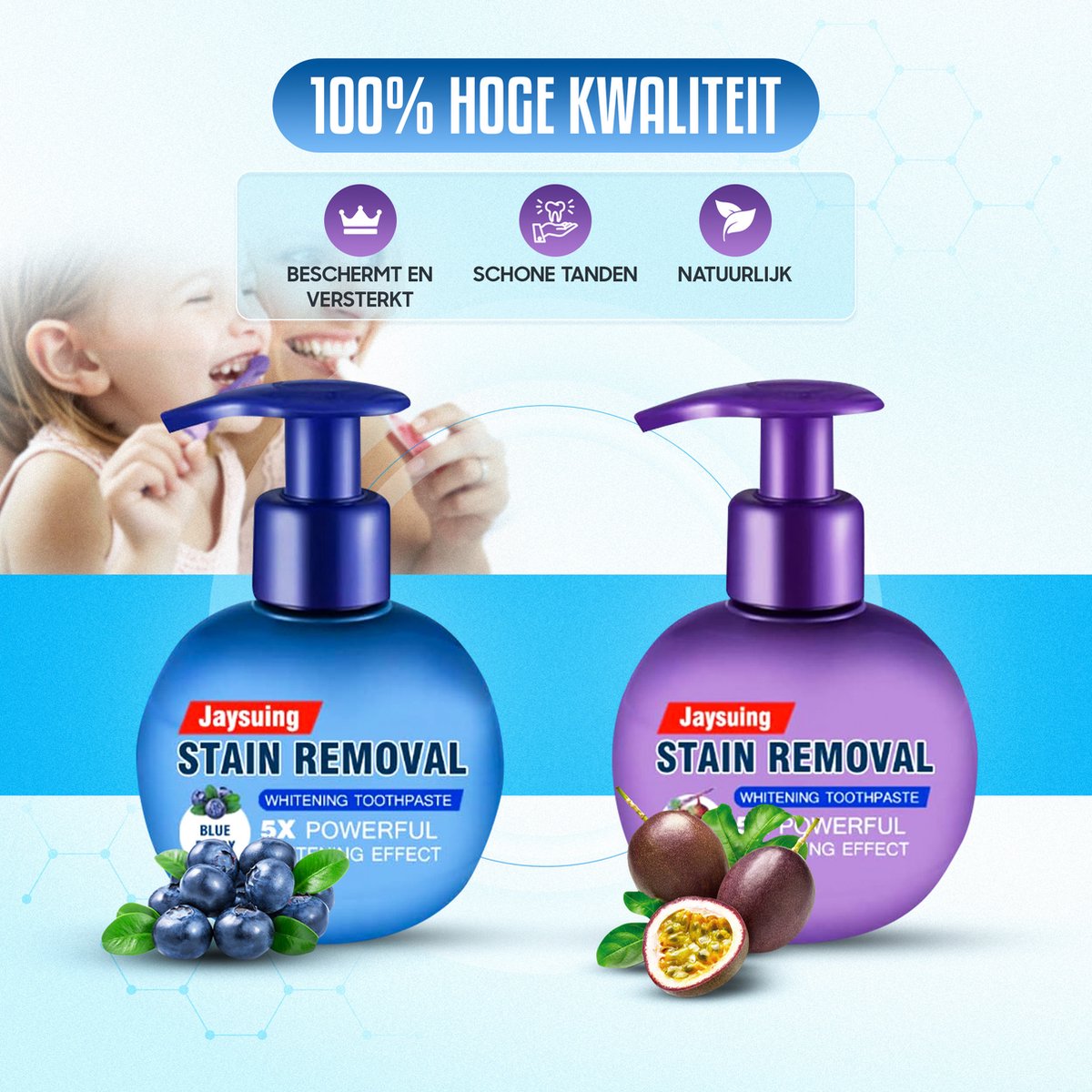 Jaysuing Dualpack stain removal tandpasta Whitening tandpasta Witte tanden Natuurlijke tandenbleker Frisse Adem Teeth whitening Tand bleker