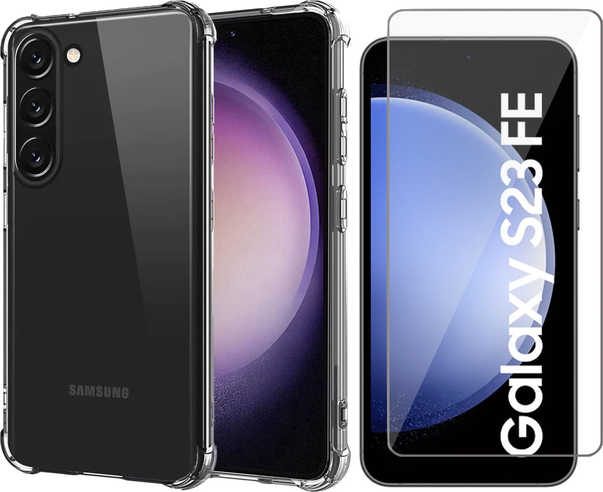 Hoesje geschikt voor Samsung Galaxy S23 FE - Screenprotector Glas - Shockproof Transparant