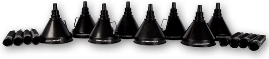 Set van 8 Zwarte Kunststof Trechters voor Auto en Motor - Ideaal voor Olie, Benzine en Koelvloeistof - Flexibele Buis en Verwijderbaar Filter - Auto & Motor Onderdelen - discountershop