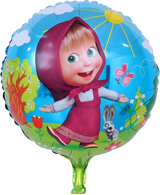 Palloncino A Cuore Masha E Orso 46 Cm: Alluminio, Forma Masha, Per Compleanni E Feste, Grabo Balloons