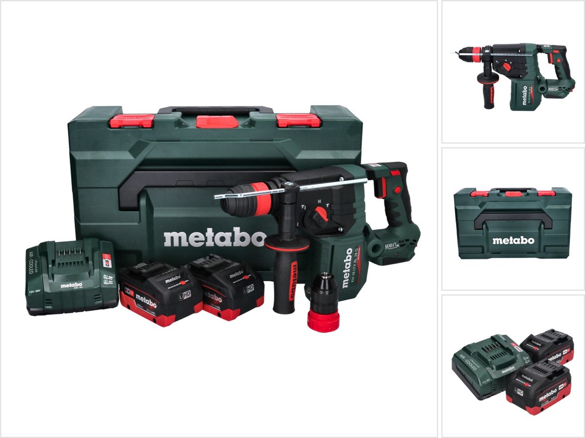 Metabo KH 18 LTX BL 28 Q accu-boorhamer 18 V 3 J SDS plus Brushless + 2x accu 8,0 Ah + oplader + metaBOX