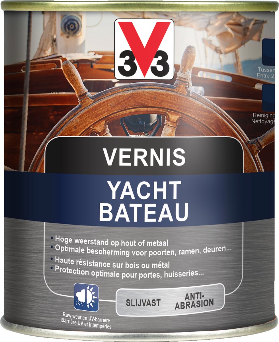 V33 Yacht Vernis - Kleurloos - 0,75 l - Hoogglans - 12 m²/l