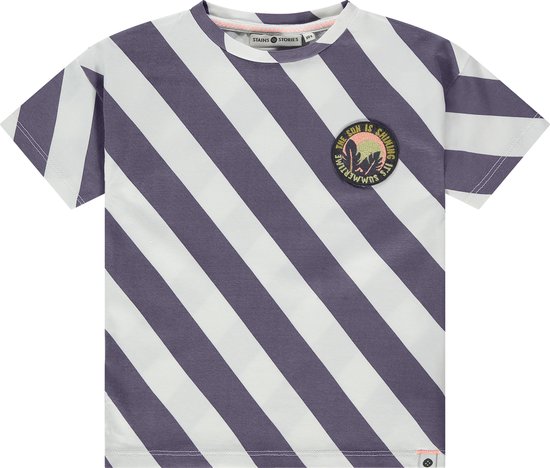 Stains and Stories boys t-shirt short sleeve Jongens T-shirt - grape - Maat 110