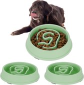 Relaxdays 3x anti-schrokbak voor honden - 650 ml - tegen schrokken - eetbak - groot