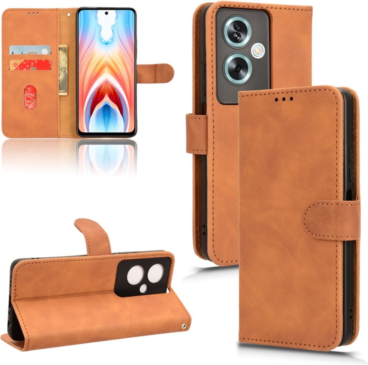 Retro mat bruin agenda book case hoesje Oppo A79 5G