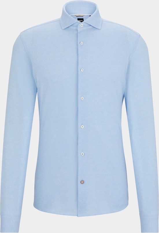 BOSS - Hal Overhemd Jersey Lichtblauw - Heren - Maat 43 - Regular-fit