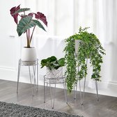 Plantenstandaard - plantenhouder/succulentenhouder - modern/'jaren 50 stijl/minimalistisch/stevig/klein/metaal/voor binnen en buiten/met haarspeldpoten - pc chroom