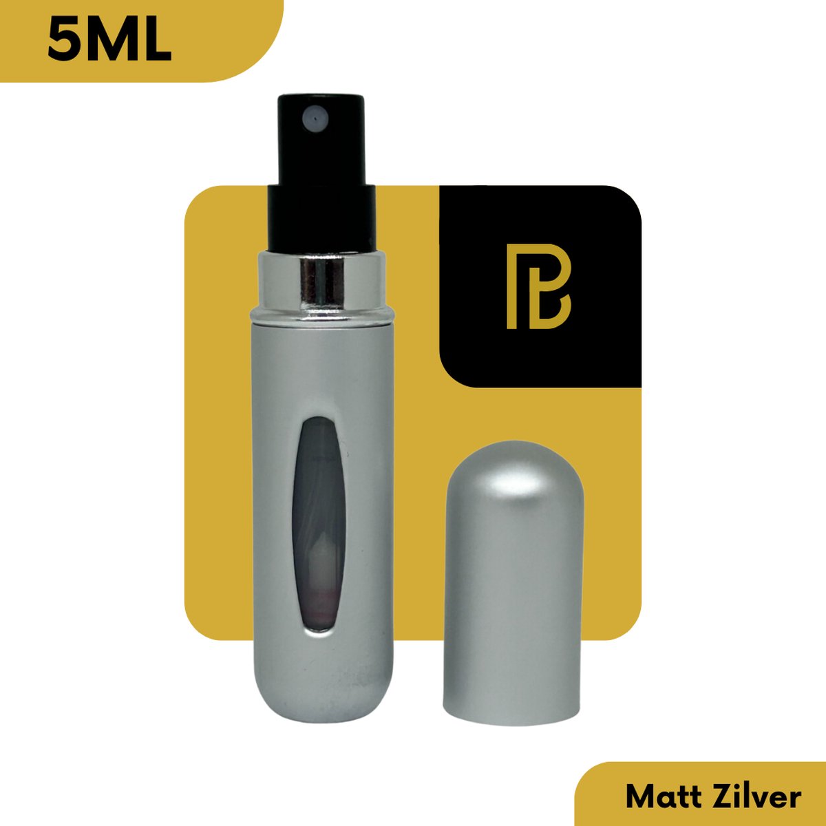 PerfumeBuddy - The Mini Buddy® - MEGA SALE! - Parfum Verstuiver - 5ML - Navulbaar - Reisflesje - Mini Parfum Flesje - Matt Zilver