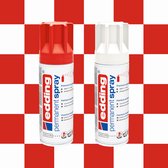 edding 5200 permanent spray - Brabantse vlag kleuren set - rood en wit - de Brabantse vlag maken op bijna alle oppervlaktes en ondergronden - direct dekkend – per spuitbus 0,7-1 m2 oppervlak - lakspray, acrylspray, verfspray