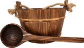 Emendo - Sauna en bois avec corde. - Seau avec plateau et cuillère en plastique - 3 litres