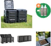 vidaXL Compostbak 1200 L zwart Compostbak Inclusief Onderhoudsset
