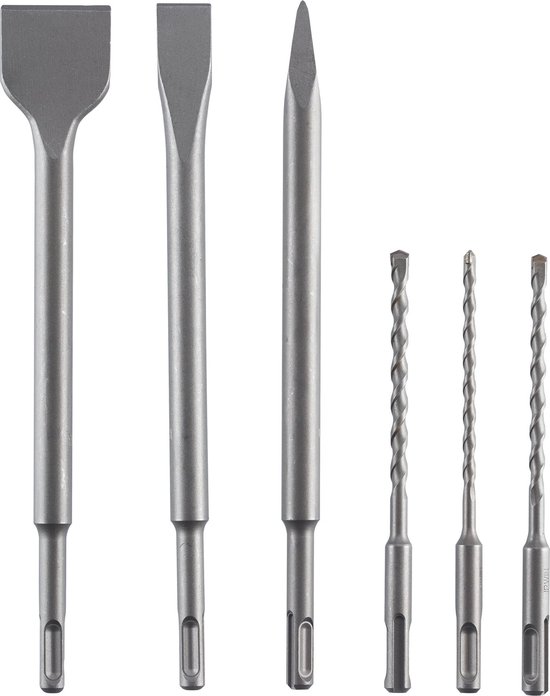 Foto: Set sds boren beitels 6pcs boren 5 5 6 en 7mm en 3 sds beitels puntbeitel vlakbeitel spadebeitel 