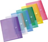 A4 plastic portemonnee - document enveloppen/mappen met krassluiting - 12 stuks polly zakken A4 in verschillende kleuren - 510209