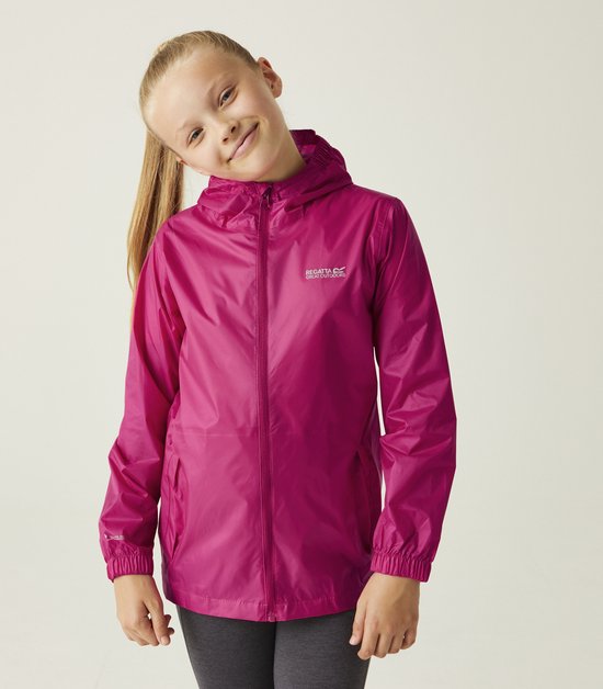 Regatta - Kids Pack It III Opvouwbaar Kinder Regenjack - Donker Roze - Maat 164
