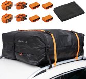 XL opvouwbare autodakkoffer met riemen en antislipmat, 430 liter, dakbagagedragertas, dakbagagetas voor reizen, waterdicht en robuust