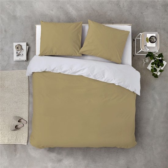 Byrklund Dekbedovertrek Side Way - 240x220 - 100% Katoen - Okergeel / Wit van Merkloos — afbeelding 3