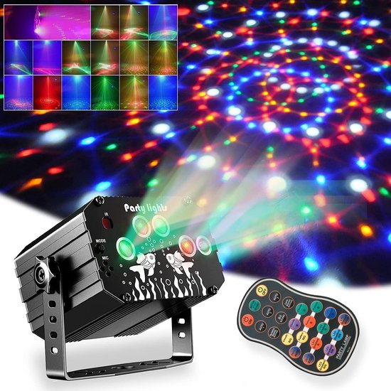 Éclairage de fête LED avec lumières stroboscopiques activées par le son – Lampe disco multicolore pour fêtes et Événements d'enfants – Éclairage d'ambiance économe en énergie – Télécommande incluse