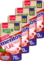 Mentos Gum | Pure Fresh | Strawberry | Value Pack | 4 Stuks | 4 x 140 gram (4 x 70 stuks)