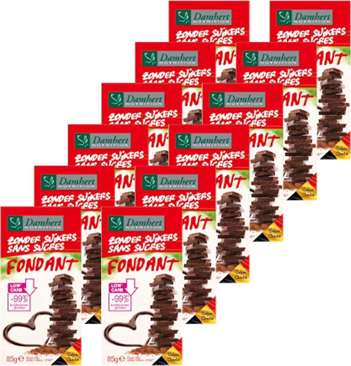 Goedkoopste Damhert | Zonder Suikers | Chocoladetablet | Fondant | 12 stuks | 12 x 85 gram
