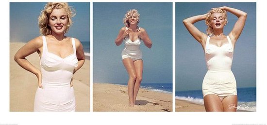 Kunstdruk Marilyn Monroe Beach Triptych 100x50cm