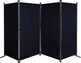 Séparateur de pièce en tissu 4 pièces, séparateur de pièce, balcon, brise-vue, 165 x 220 cm, pliable, noir