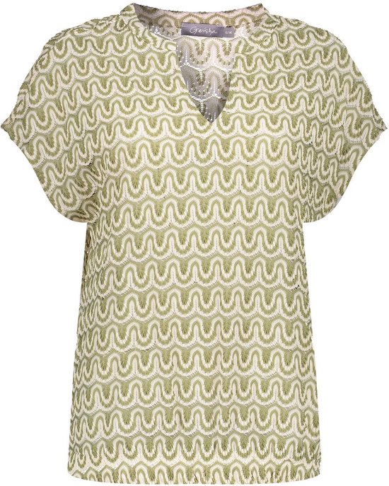 Geisha T-shirt Ajour T Shirt 42151 20 Kit/olive Dames