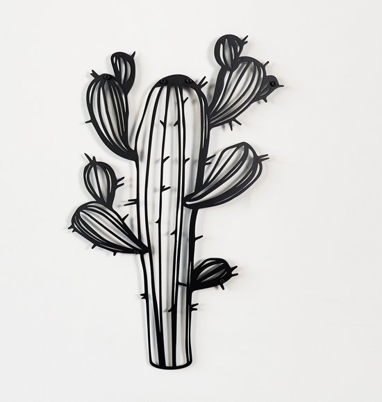 Colorfullworlds - Metalen Cactus Wanddecoratie - Muurdecoratie - Wall Art - Cactus - Housewarming Cadeau - 47x30 cm
