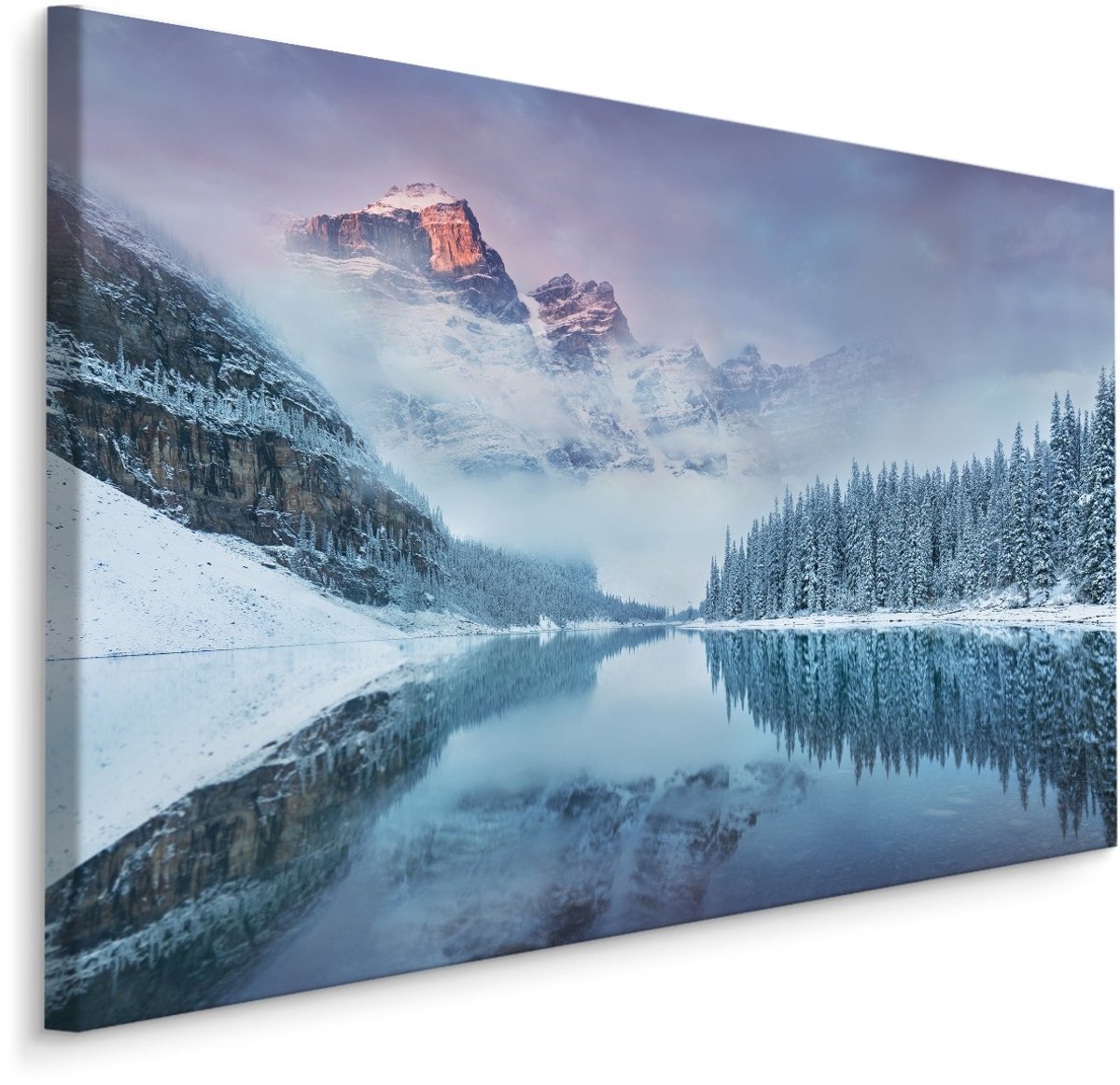 karo-art Schilderij - Prachtig Berglandschap in de Winter, Premium Print Multikleur