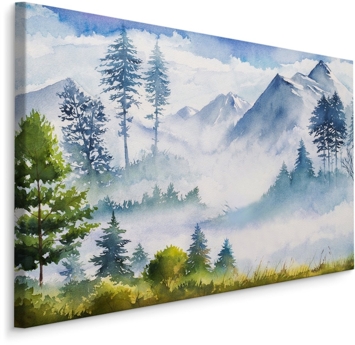 karo-art Schilderij - Berglandschap (print op canvas), 4 maten, multi-gekleurd, wanddecoratie Multikleur