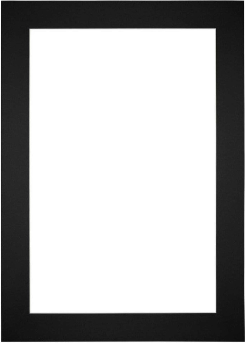 Passe-Partout Fotomaat 9x13 cm - Lijstmaat 20x28 cm - Zwart - Museumkarton - Fotolijst niet inbegrepen