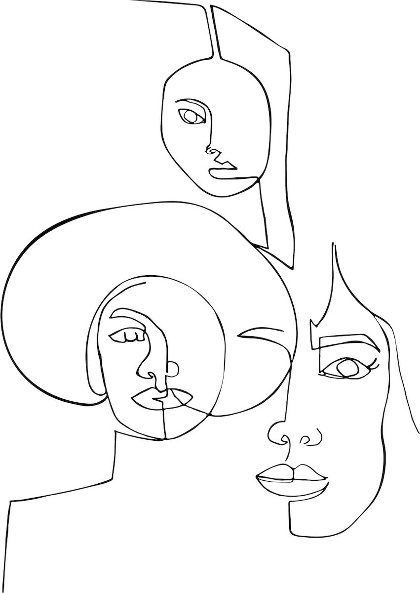 Poster - Line Art Vrouwen, Premium Print, Lijnenspel