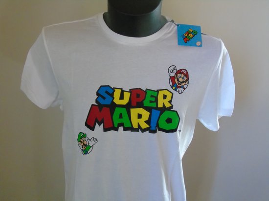 Super Mario - T-shirt - Wit Luigi en Mario - L