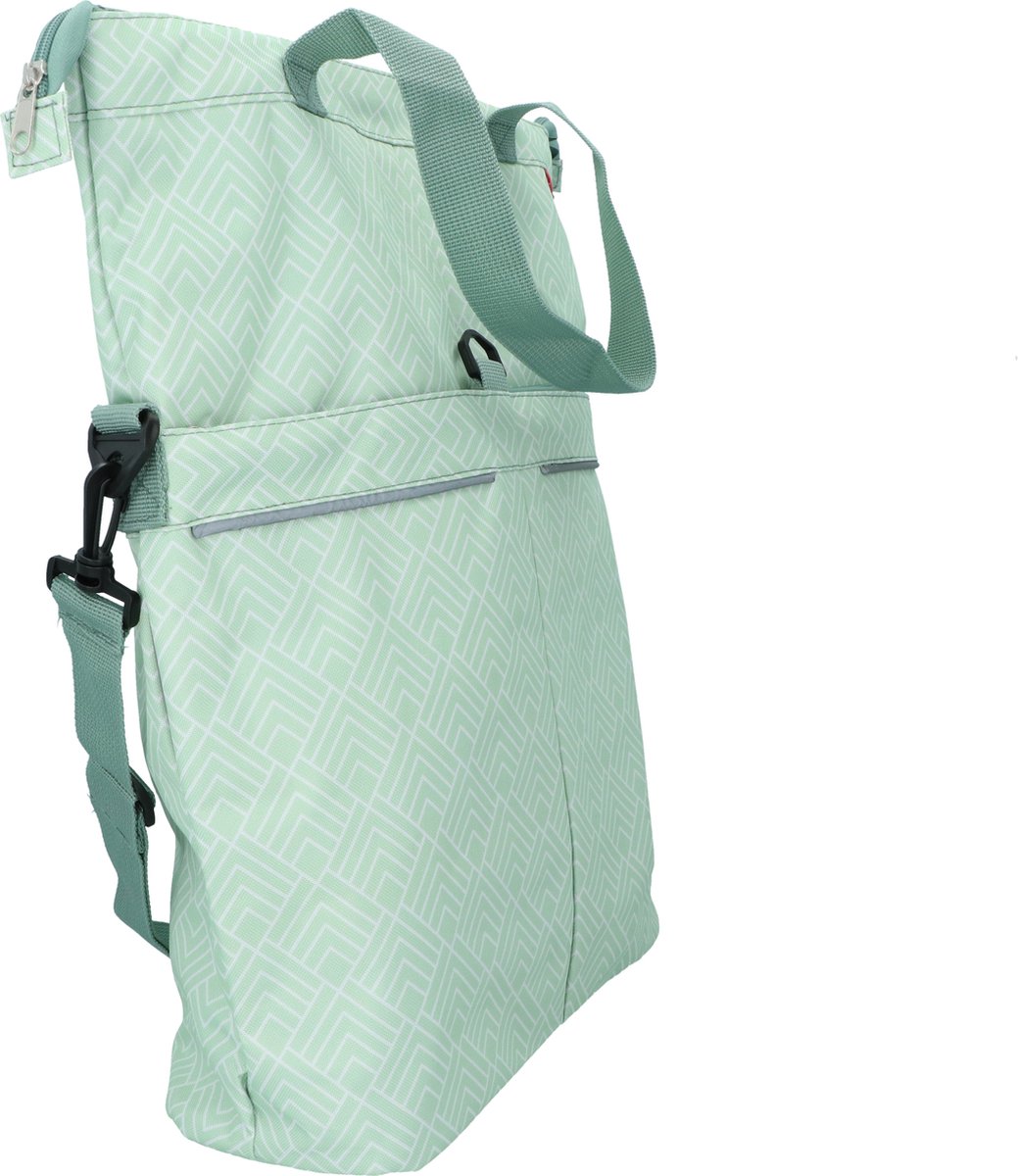 Dyto Enkele fietstas - Shopper of schoudertas - Voorvak met ritsvak - Verstevigde bodem - 18 Liter - Mint Groen