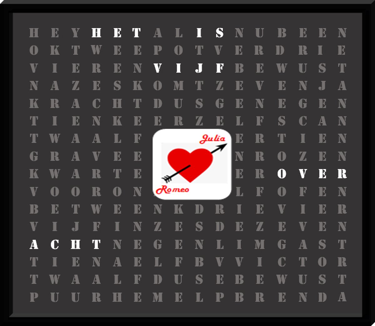 Gepersonaliseerde Wi-Fi Woordklok met eigen namen-37 x 37 cm-Lettertype Robuust-Kado-Huwelijks cadeau-Huwelijks kado