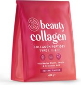Alpha Foods Beauty Collageen - poeder met mariene elastine, hyaluronzuur, keratine en silicea - collageenhydrolysaatpeptiden type I, II, III & IV - neutraal van smaak - 400g