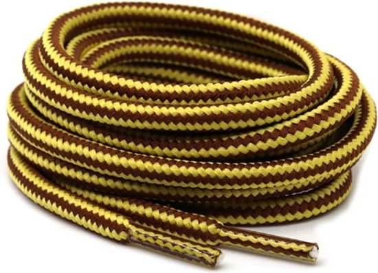 SJIZLL® Veters Rond 120CM - Donker Geel - Bruin - Geschikt voor Timberland - Dr. Martens - Boots - Berg - Wandel - Schoenen - Round - Sneakers - 120 cm - Yellow - Brown - Veter - Laces