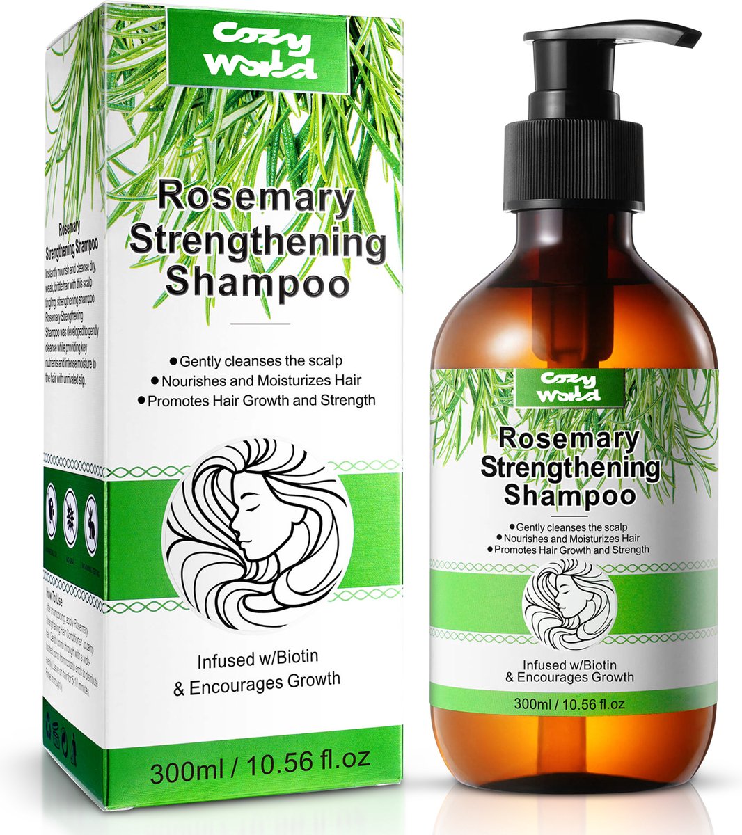 Cozy World - Rozemarijn Shampoo - Minoxidil alternatief - Haargroei - Anti veroudering - Baardgroei - Haarserum - Hoofdhuid - Haarverzorging - Anti roos -