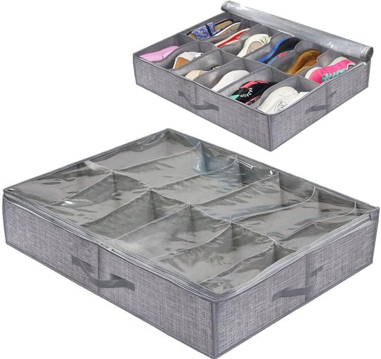 Opbergkast voor schoenen onder het bed 12 vakken Opbergkist voor schoenen onder het. bol