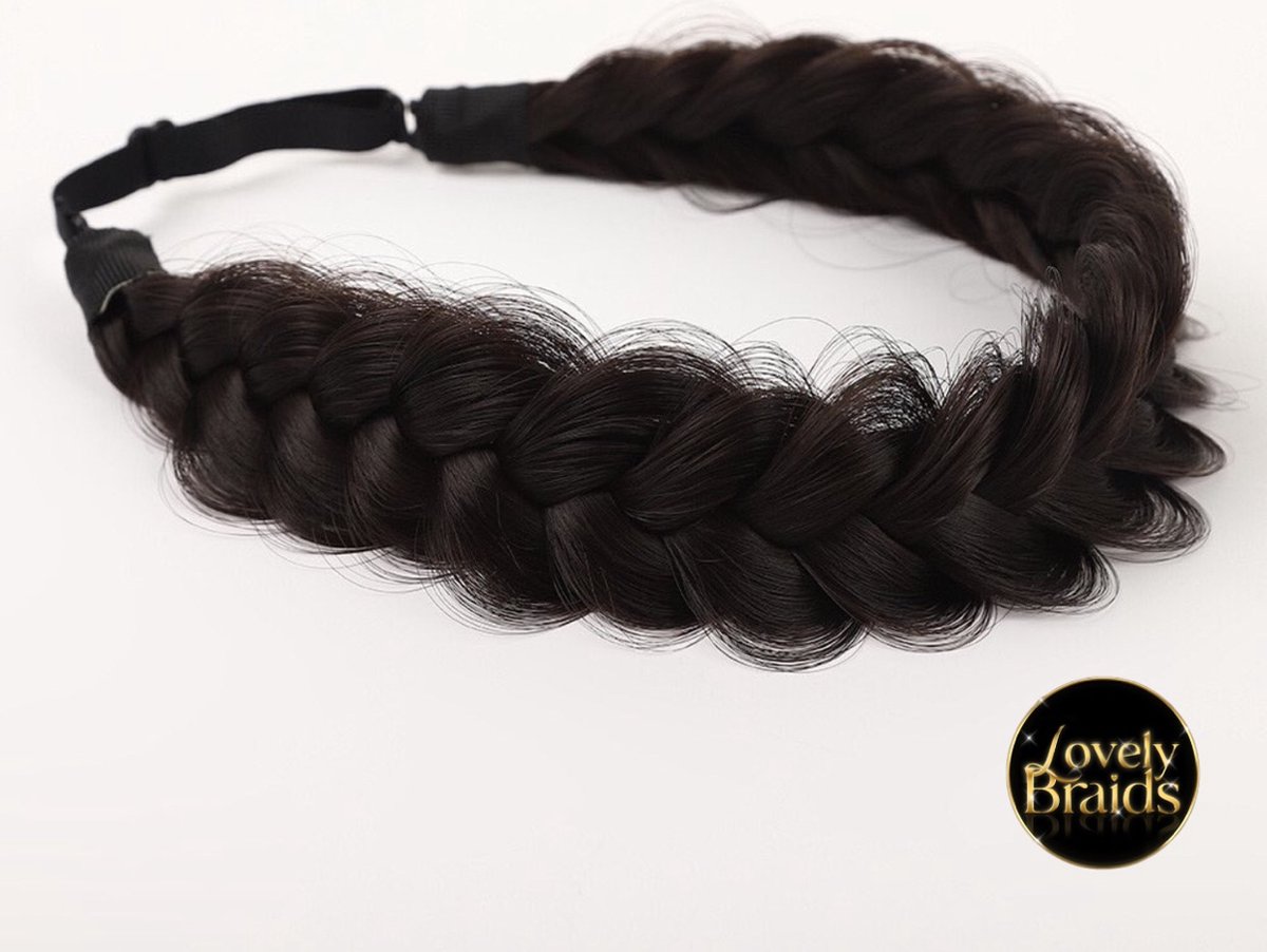 Lovely braids - glossy dark chocolate - hair braids - messy - haarband - infinity braids - Haarvlecht band - fashion - diadeem - festival look - festival hair - hair braid - hair fashion - haarmode