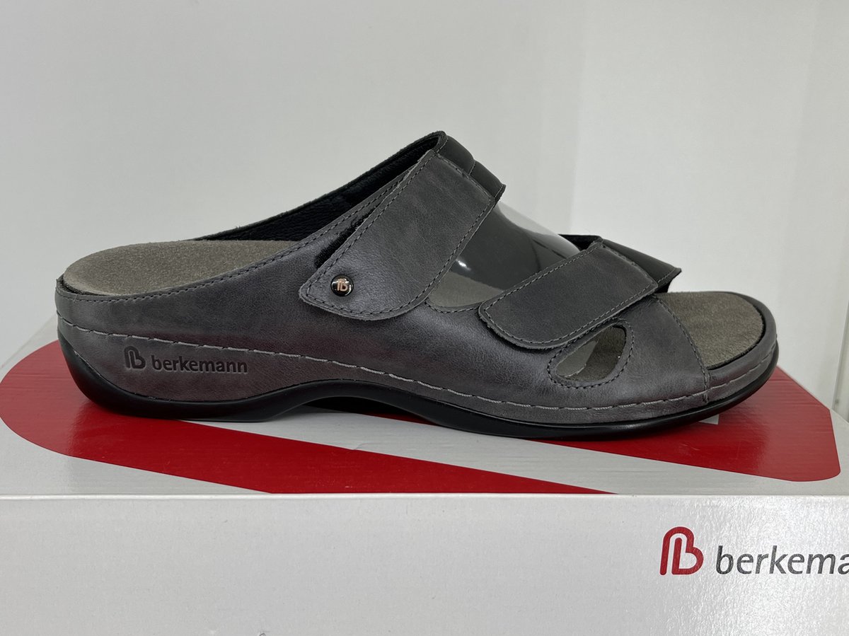 Berkemann Janna grijs leren sandalen / slippers MAat 40,5 - UK 7,0 / 01027-654