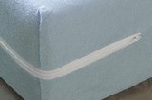 - Matrasovertrek van badstof, elastisch, 100% katoen, blauw (150 x 190/200 cm) | Matrasbeschermer met ritssluiting | Integrale bescherming van de matras - verkrijgbaar in verschillende maten