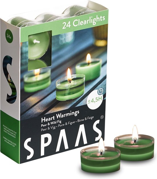 24 Geurkaarsen - Heart Warming - Geurkaars Theelicht Geurlicht SPAAS© Kaarsen 4,5 uur brandtijd Clearlights A4003