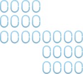 MSV Douchegordijn ophang ringen - kunststof - lichtblauw - 24x stuks - 4 x 6 cm - universeel model
