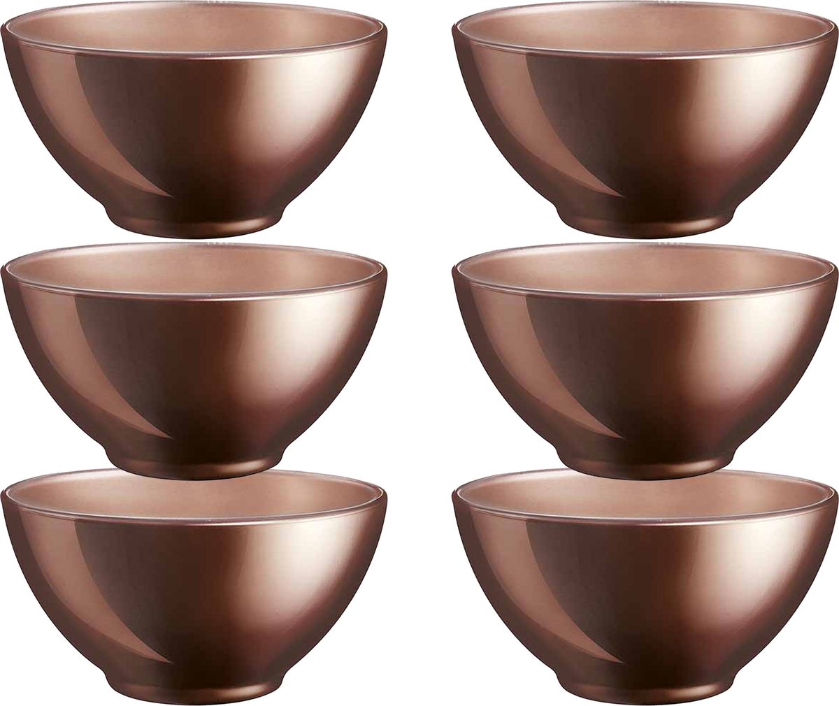 Luminarc Kommetjes/schaaltjes voor dessert/ontbijt - 2x - Glas - D13 x 6 cm - Chocolade bruin