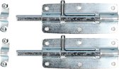 Deltafix schuifslot/plaatgrendel - 2x - 12 x 5cm - verzinkt staal - deur - schutting - hek