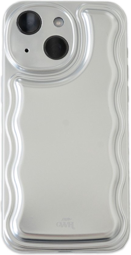 xoxo Wildhearts Wavy case Silver telefoonhoesje - Geschikt voor iPhone 14 - Golvend hoesje - Silicone case met golven - Zilver