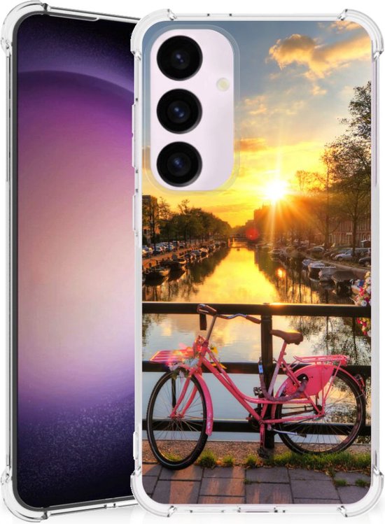 Foto: Back case tpu siliconen hoesje geschikt voor samsung galaxy s24 plus telefoon hoesje met doorzichtige rand amsterdamse grachten