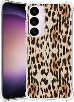 Hippe Hoesje Geschikt voor Samsung Galaxy S24 Plus Smartphone hoesje met doorzichtige rand Leopard